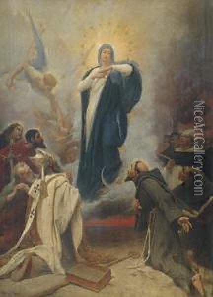 L'apparition A La Vierge Oil Painting - Lionel Noel Royer