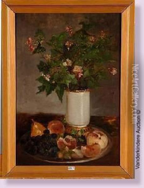 Nature Morte Aux Fleurs Et Aux Fruits Oil Painting - Jules Felix Ragot