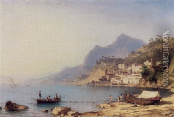Amalfi Am Golf Von Salerno Oil Painting - Carl Morgenstern