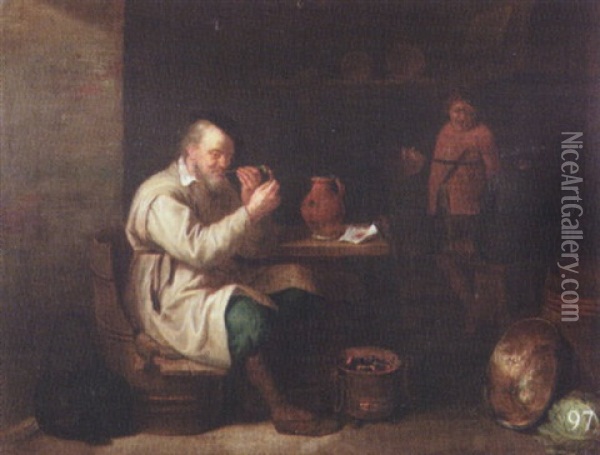 Fumeur Dans Un Interieur De Taverne Oil Painting - David Ryckaert III