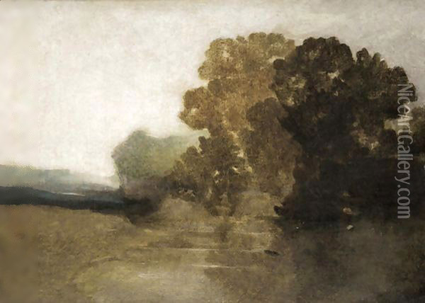 A River Landscape Oil Painting - John Sell Cotman