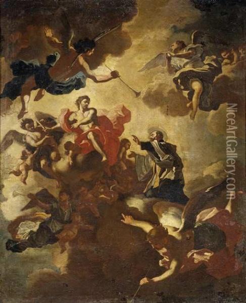San Gaetano Intercede Per Placare Cristo Oil Painting - Francesco Solimena