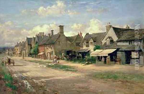 The High Street Broadway Worcestershire Oil Painting - William E. Harris