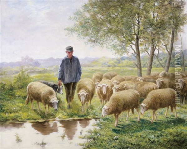 Schaapherder Met Kudde Oil Painting - Frans De Beul