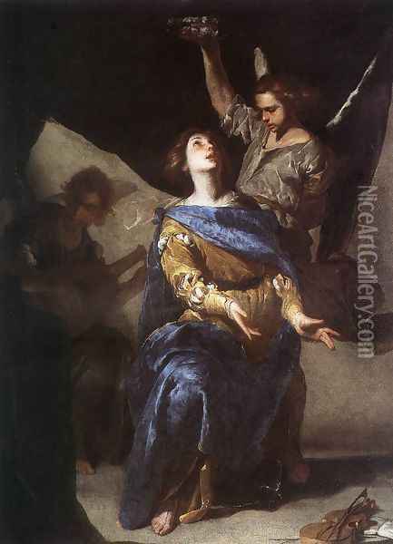 Ecstasy of St. Cecilia (Estasi di santa Cecilia) Oil Painting - Bernardo Cavallino