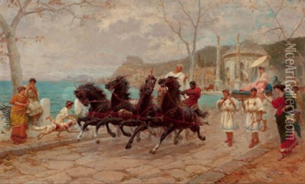 Parade Scene, Rome Oil Painting - Ettore Forti