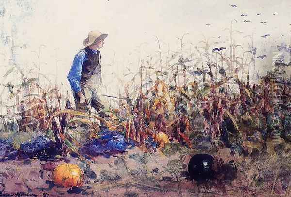 Among the Vegetables (or Boy in a Cornfield) Oil Painting - Winslow Homer