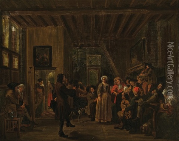 Interieur Met Bruiloftsfeest Oil Painting - Jan Josef Horemans the Elder