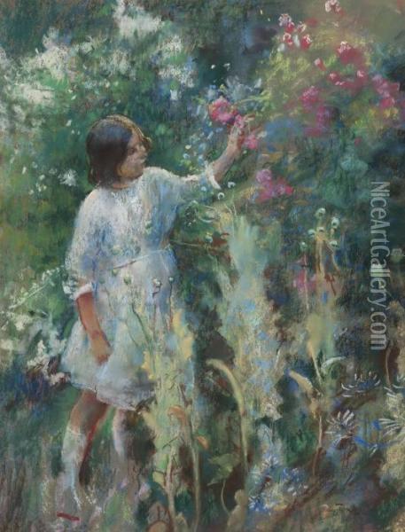In The Garden Oil Painting - Henry Tonks