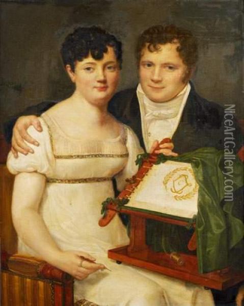 Portrait D'un Couple Oil Painting - Pauline Auzou