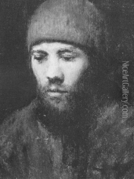 Portrait Of A Bearded Young Man Wearing A Cap Oil Painting -  Rembrandt van Rijn