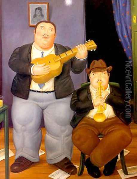 Los Musicos Oil Painting - Fernando Botero