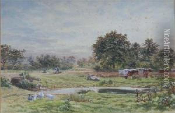 Pastoral View With Grazing Cattle Oil Painting - Martin Snape