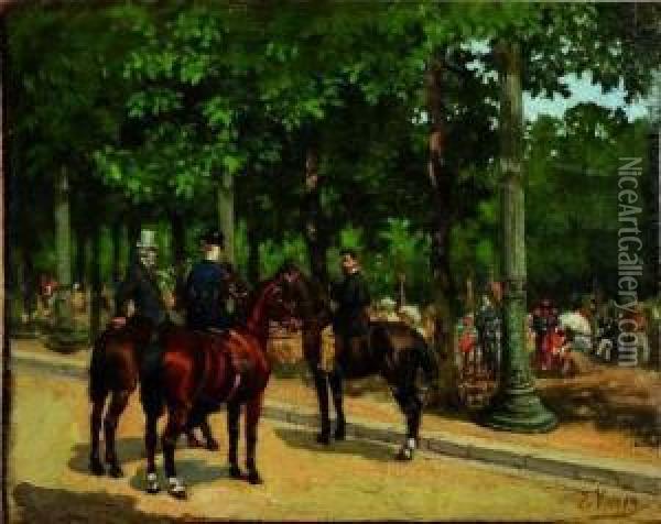Cavaliers Et Amazone Oil Painting - Leon Joseph Voirin