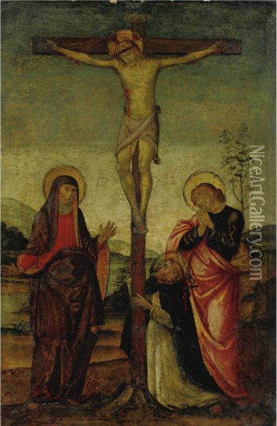 Crucifixion With Mary And Saints Oil Painting - Raffaello De'Carli Del Garbo