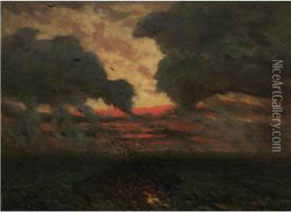 Les Corbeaux, Soir D'orage Oil Painting - Jules Breton