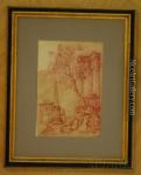Roman Capriccio Oil Painting - Hubert Robert
