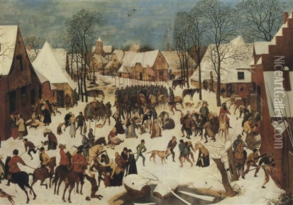 A Winter Landscape With The Massacre Of The Innocents Oil Painting - Pieter Brueghel the Younger