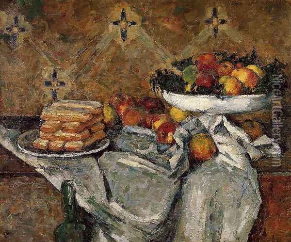 Compotier And Plate Of Biscuits Oil Painting - Paul Cezanne