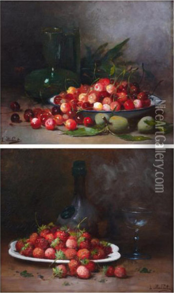 Nature Morte Aux Cerises Oil Painting - Leon Hubert