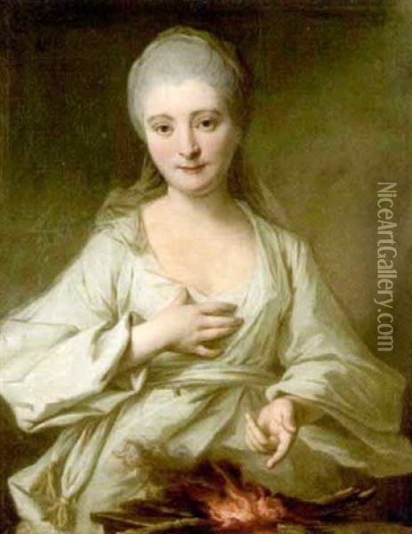 Portrait De Femme En Vestale Oil Painting - Nicholas Duchastel Wilbault