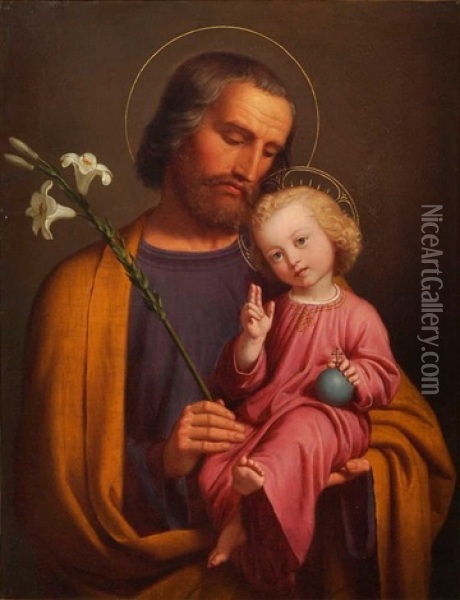 Heiliger Joseph Mit Jesusknabe Oil Painting - Caspar Jele