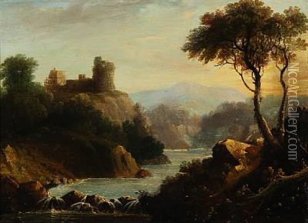South German Landscape Oil Painting - Eduard Schleich the Younger