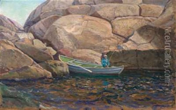 Berggyltefiske Ved Kjerringvik Oil Painting - Carl Wilhelm Boeckman Barth