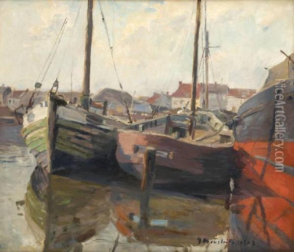 Barques De Peche Abruges Oil Painting - Gaston Haustrate