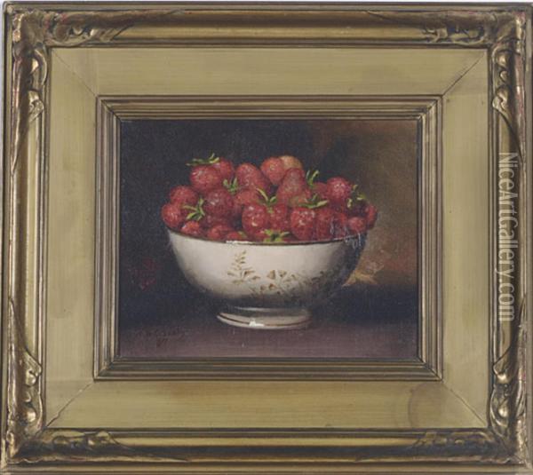 Bowl Of Strawberries Oil Painting - William Brewster Conely