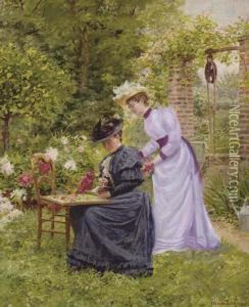 Dans Le Jardin Oil Painting - Marie-Francois-Firmin Girard