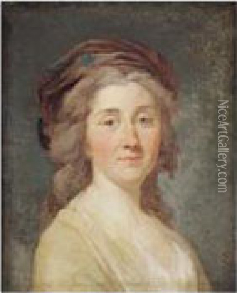 Portrait De Femme Oil Painting - Claude Jean-Bapt. Hoin