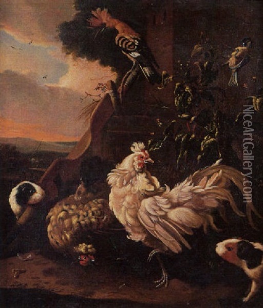 Coq Dans Un Paysage Avec Du Gibier Oil Painting - Adriaen van Oolen