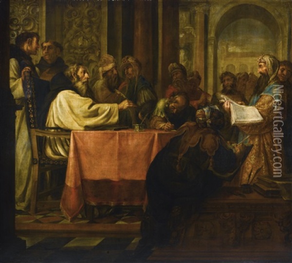 The Disputation Of Saint Jerome Oil Painting - Juan De Valdes Leal
