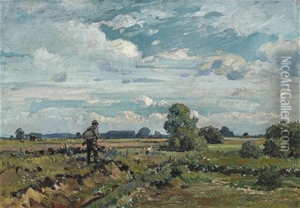 Jager In Moorlandschaft Oil Painting - Hermann Stockmann