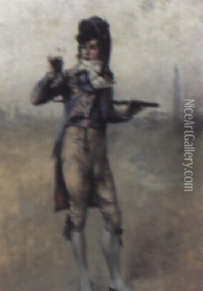 Fornam Fransk Man Oil Painting - August Vilhelm Nikolaus Hagborg
