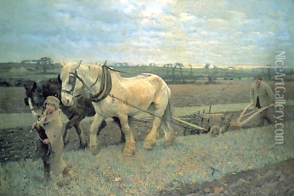 Ploughing 1889 Oil Painting - Sandor Nagy