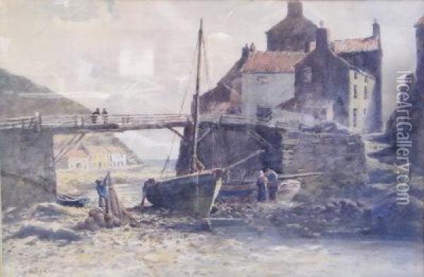 Fishing Harbour. Oil Painting - John Gutteridge Sykes