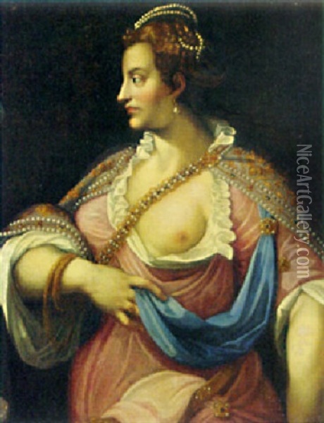 A Maiden Oil Painting - Giovanni Batista Zelotti