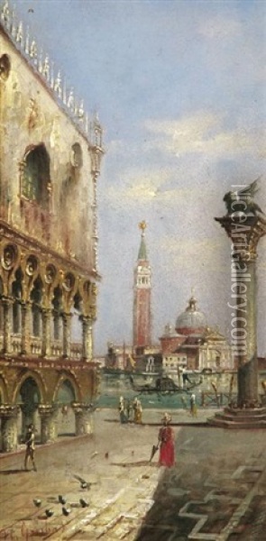 Vor Dem Dogenpalast In Venedig Oil Painting - Marco Grubas