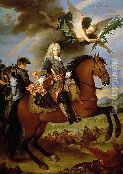 Equestrian Portrait of Philip V 1683-1746 Oil Painting - Jean Ranc