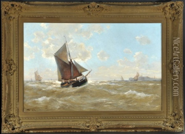 Segelschiffe Bei Wellengang Oil Painting - Erwin Carl Wilhelm Guenther