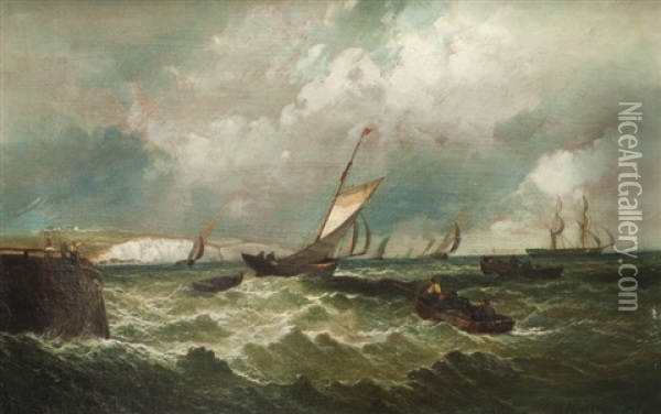 Bateaux En Mer Oil Painting - Wilhelm August Leopold Christian Krause