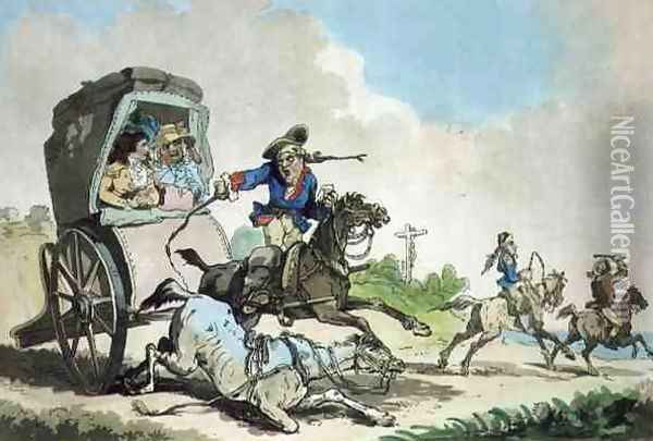 French Travelling, or The First Stage from Calais, aquatinted by Francis Jukes (1747-1812), pub. by T. Smith, 1785 Oil Painting - Thomas Rowlandson