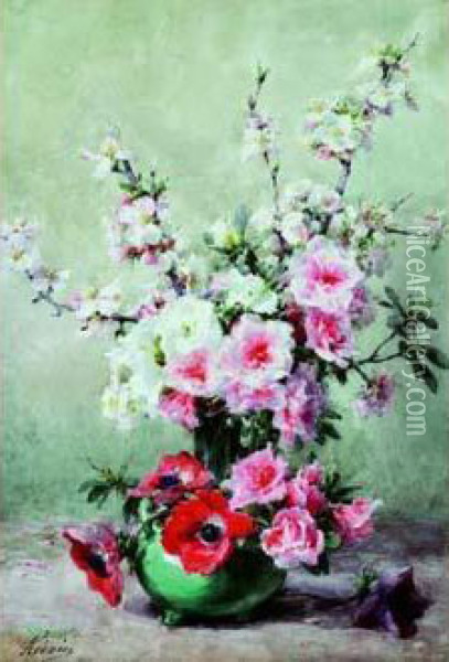Fleurs De Pommiers Et Anemones Oil Painting - Francois Rivoire