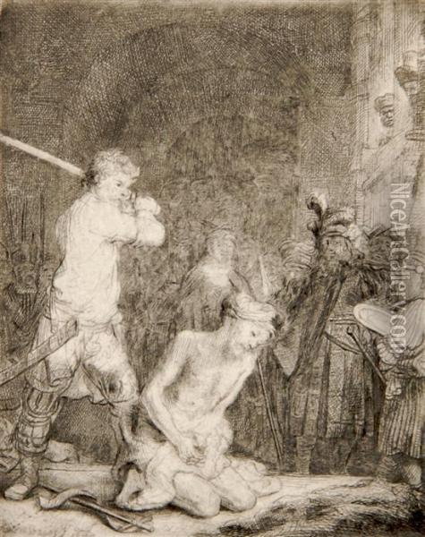 The Beheading Of John The Baptist Oil Painting - Rembrandt Van Rijn