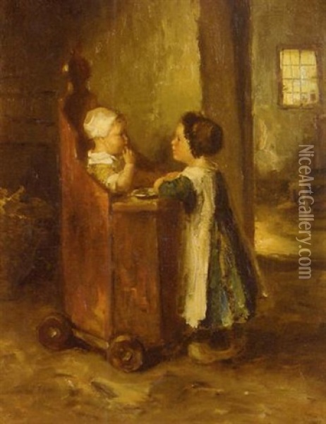 Small Child And Toddler Oil Painting - Bernard de Hoog