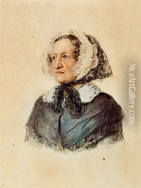 Damenportrat Oil Painting - Rudolf von Alt