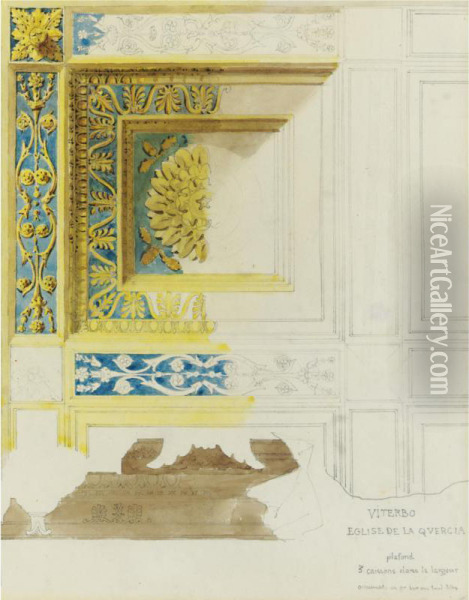 Ceiling Design For The Church Of Quercia In Viterbo Oil Painting - Pierre Francois L. Fontaine