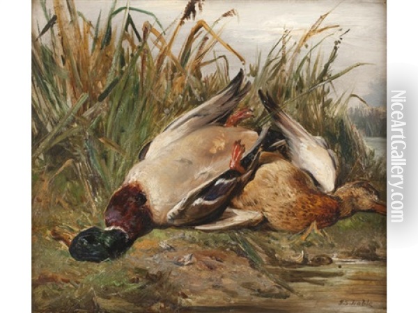 Pair Of Mallards Oil Painting - John Sargent Noble
